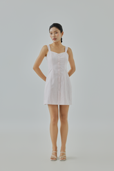 Aubrielia Pinstripes V-Back Mini Dress